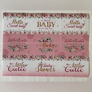 Water bottle peel and stick labels for baby shower.  Three labels to a sheet.